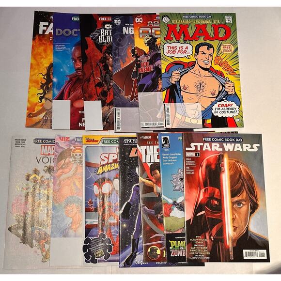 FCBD 2024 SILVER Issue LOT 1stP NOstamp Titan Viz Marvel DC Dark horse mad NM - Picture 1 of 14